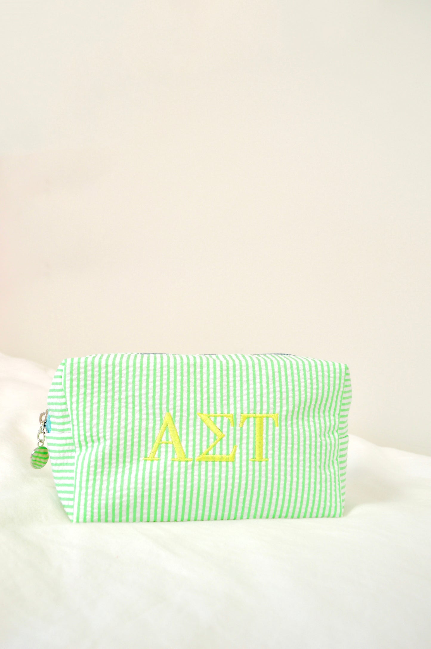 Alpha Sigma Tau Embroidered Sorority Cosmetic Bag