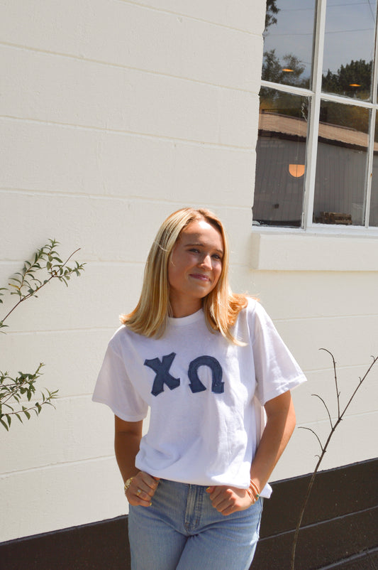 Denim Letters Sorority T-Shirt