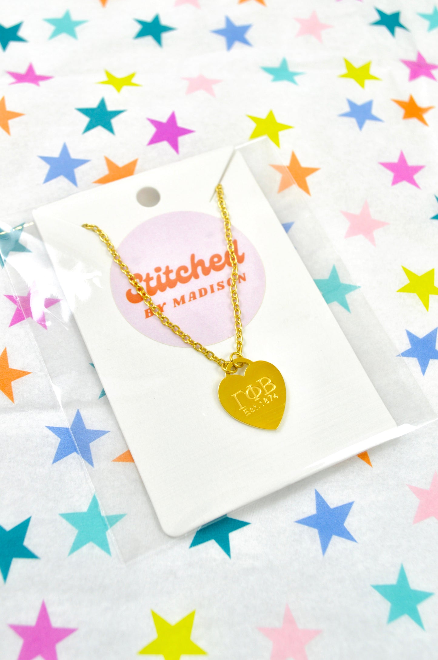 Gamma Phi Beta Sorority Heart Necklace