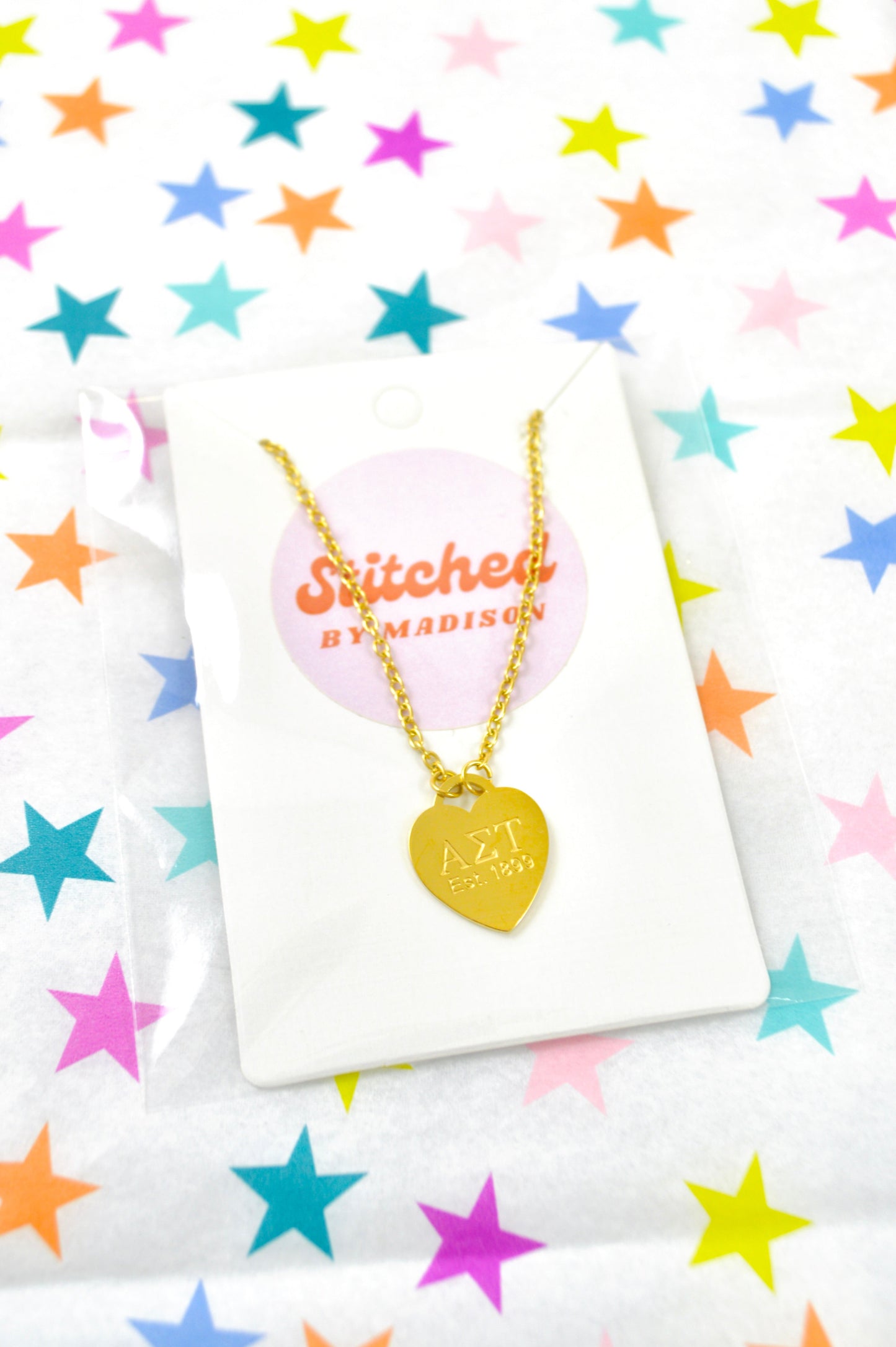 Alpha Sigma Tau Sorority Heart Necklace