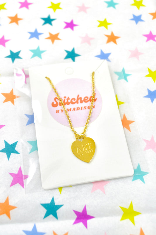 Alpha Sigma Tau Sorority Heart Necklace