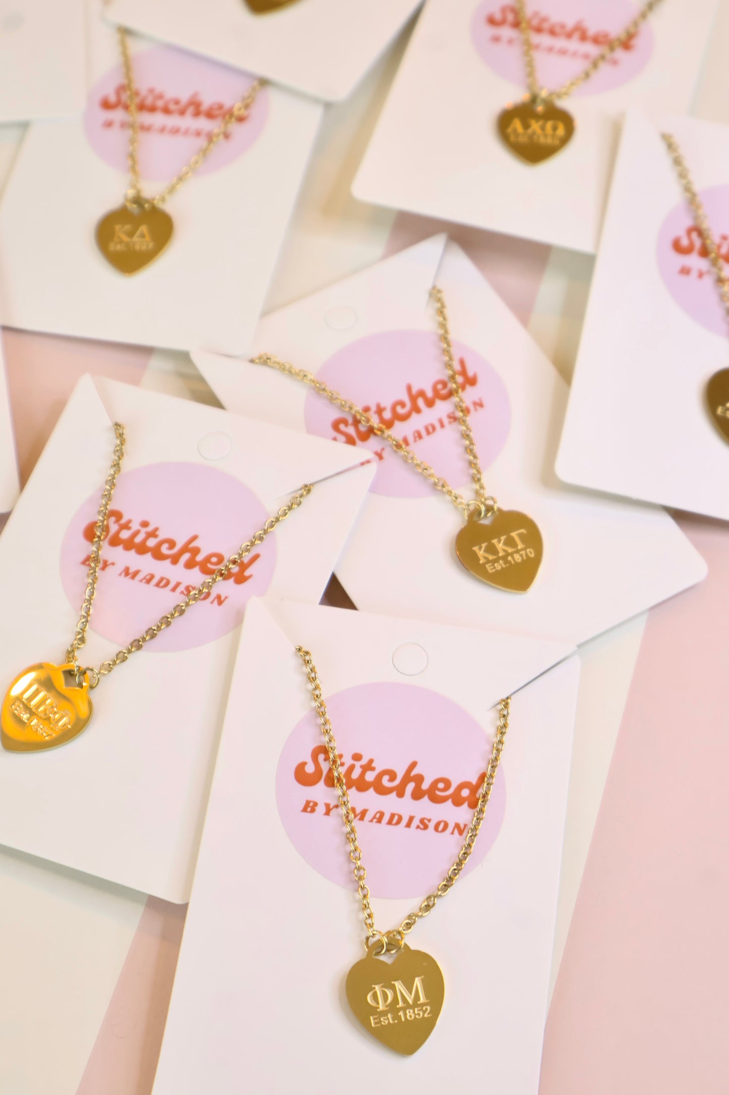 Phi Mu Sorority Heart Necklace