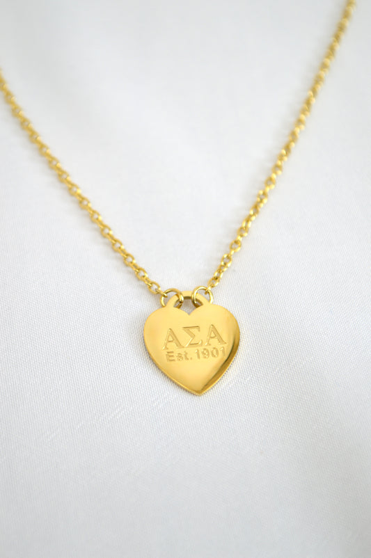 Alpha Sigma Alpha Sorority Heart Necklace