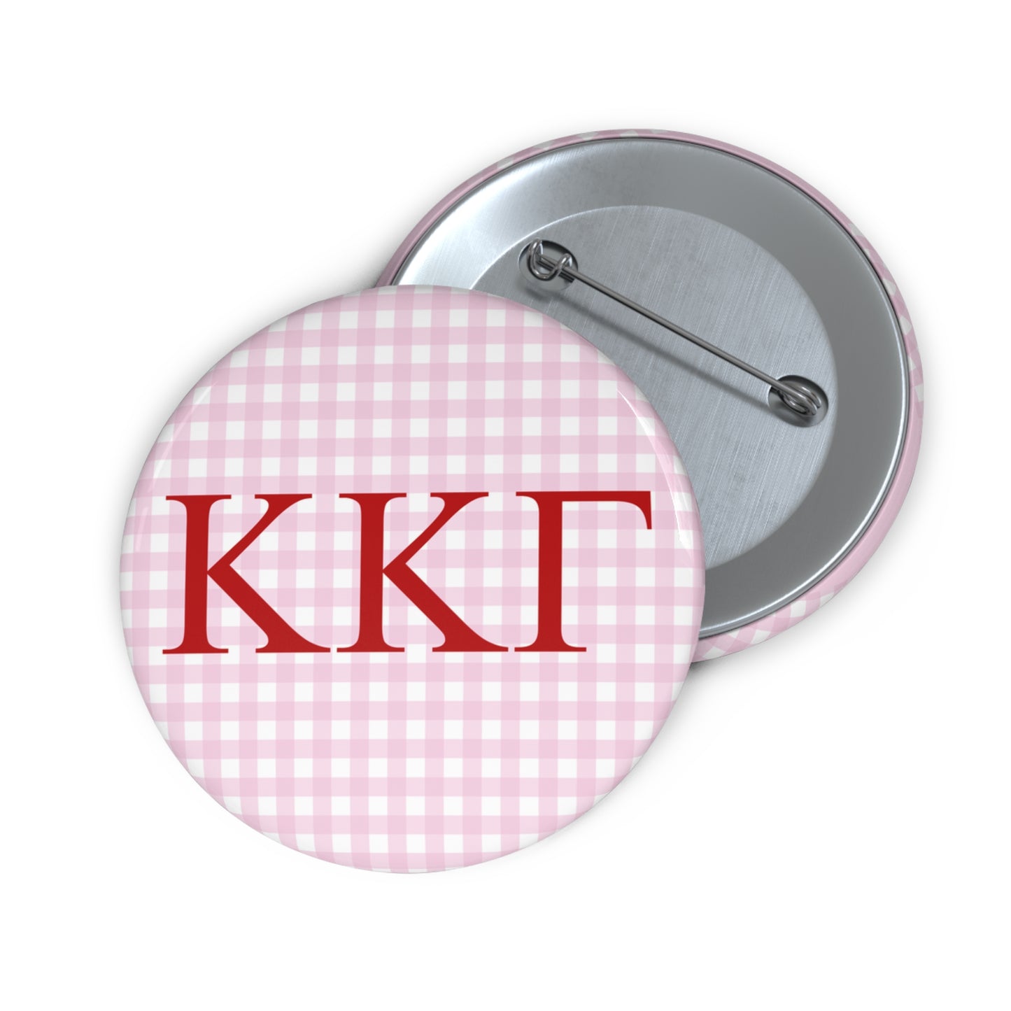 Pink Gingham Sorority Pin Buttons