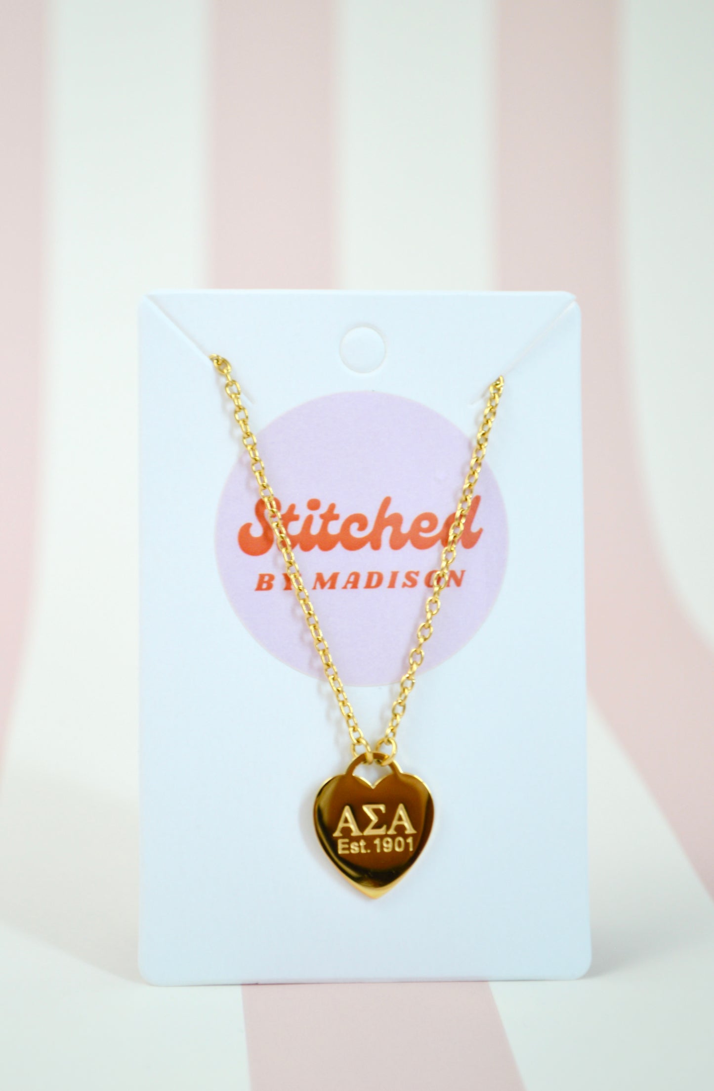 Alpha Sigma Alpha Sorority Heart Necklace