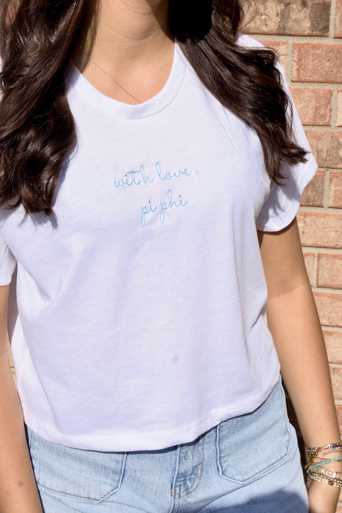 Pi Beta Phi Embroidered With Love Cropped T-Shirt