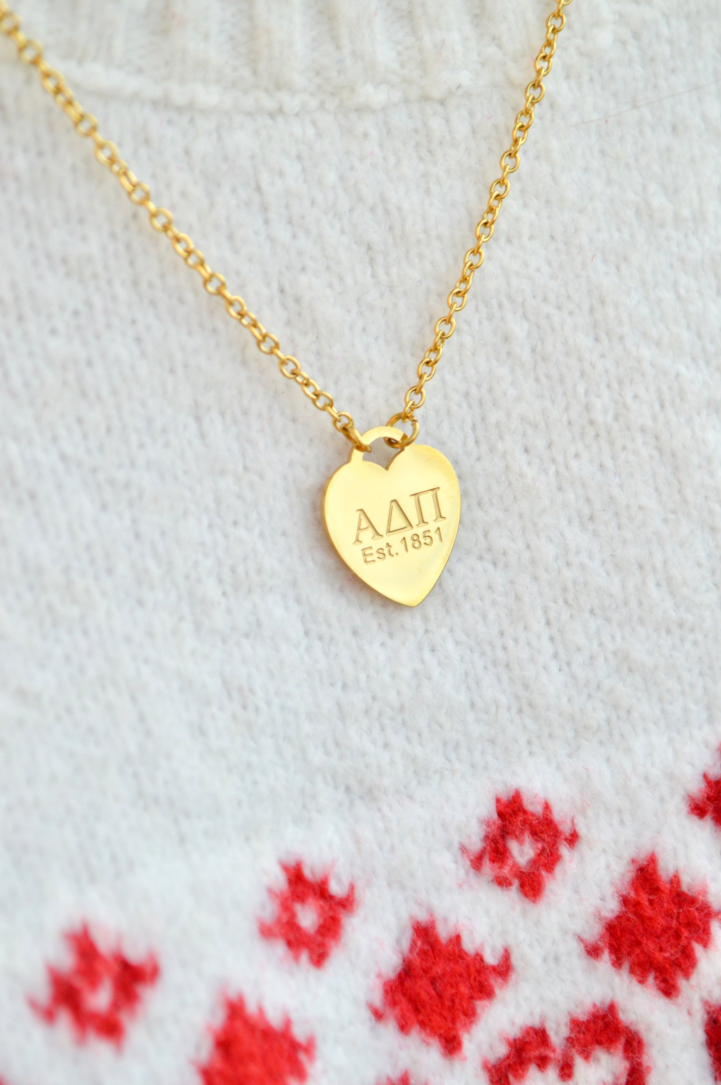 Alpha Delta Pi Sorority Heart Necklace