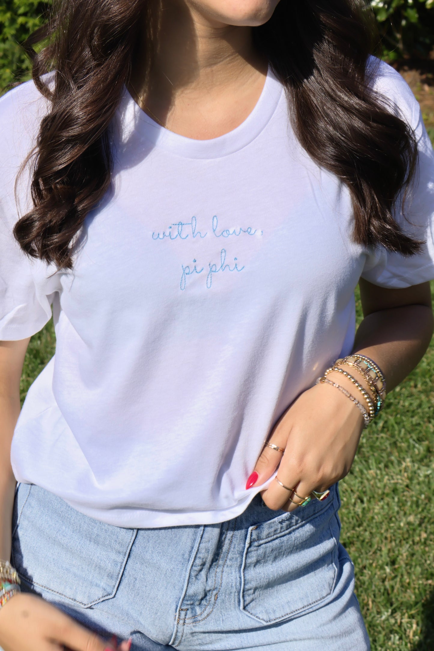 Pi Beta Phi Embroidered With Love Cropped T-Shirt