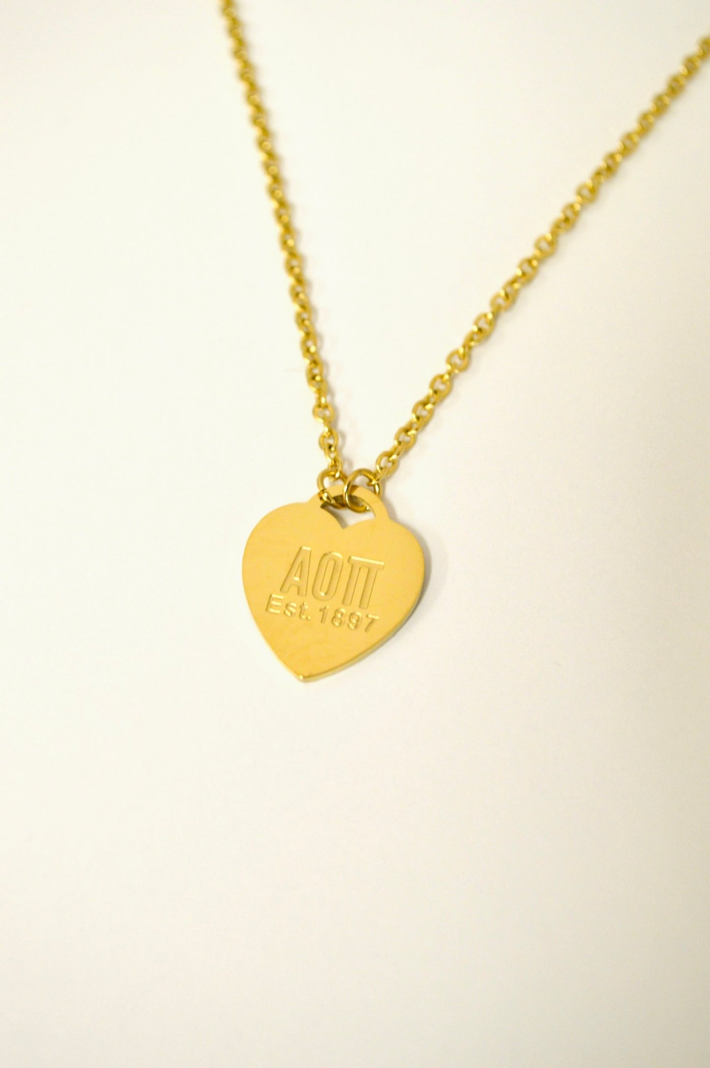 Alpha Omicron Pi Sorority Heart Necklace