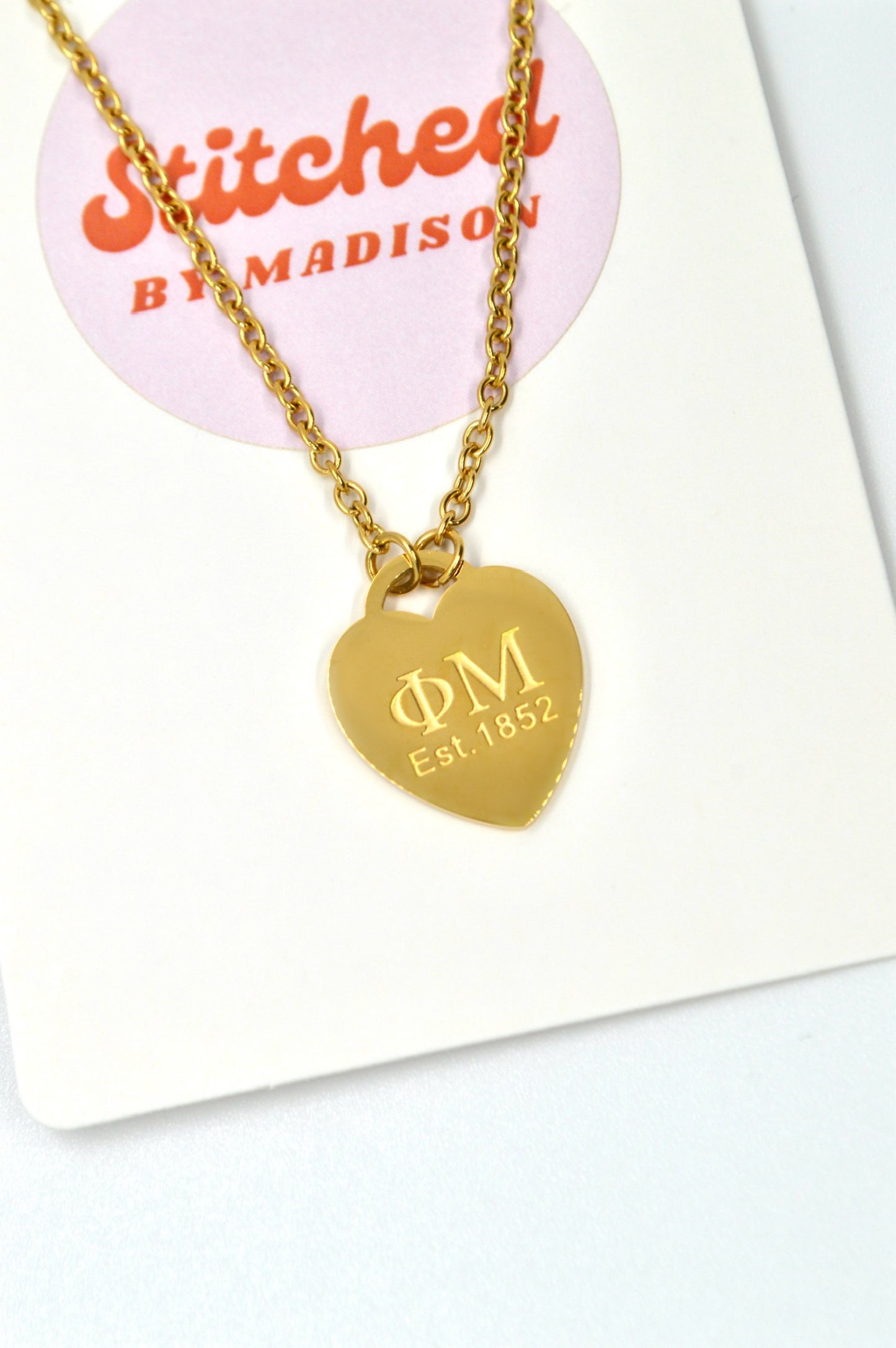 Phi Mu Sorority Heart Necklace