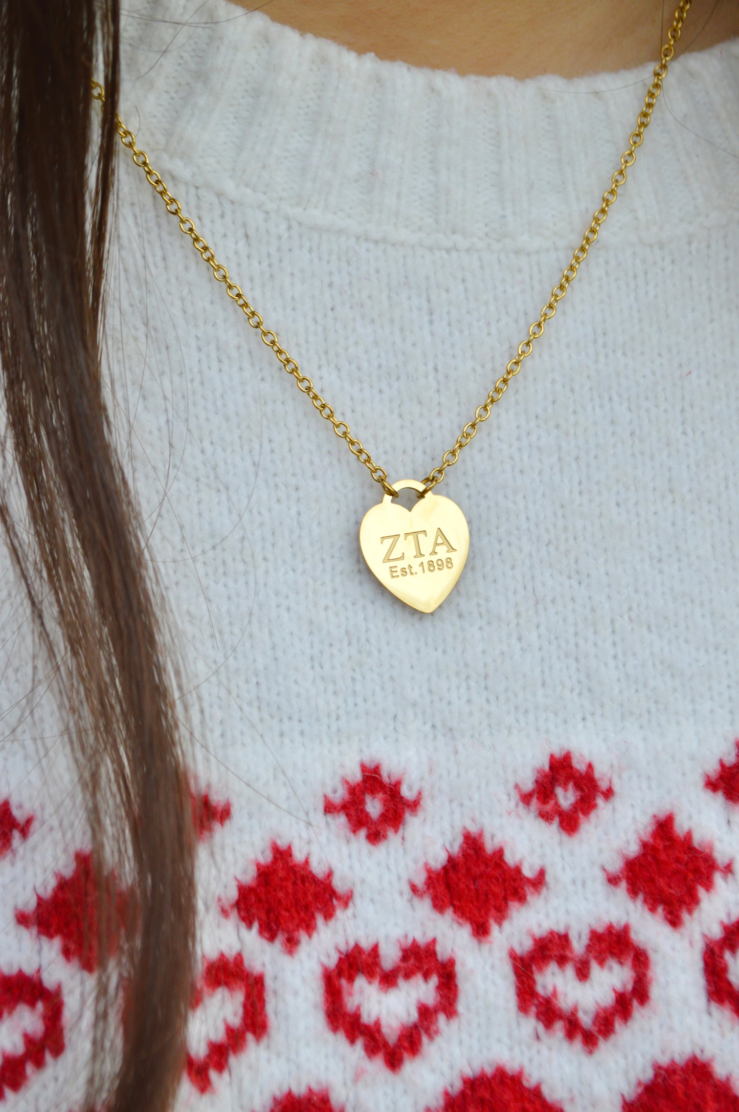 Zeta Tau Alpha Sorority Heart Necklace