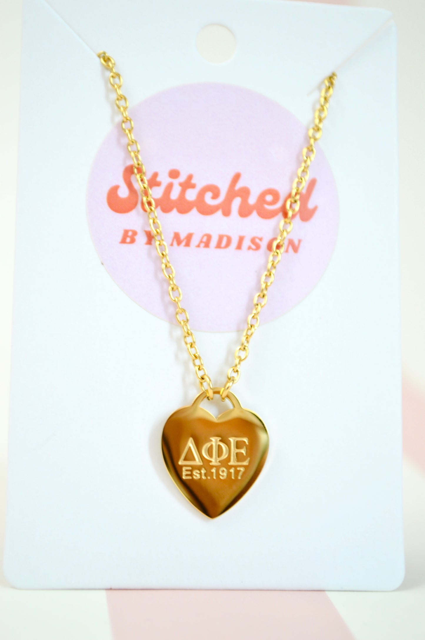 Delta Phi Epsilon Sorority Heart Necklace