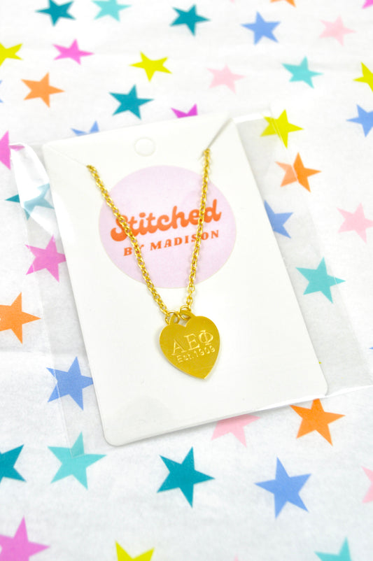 Alpha Epsilon Phi Sorority Heart Necklace