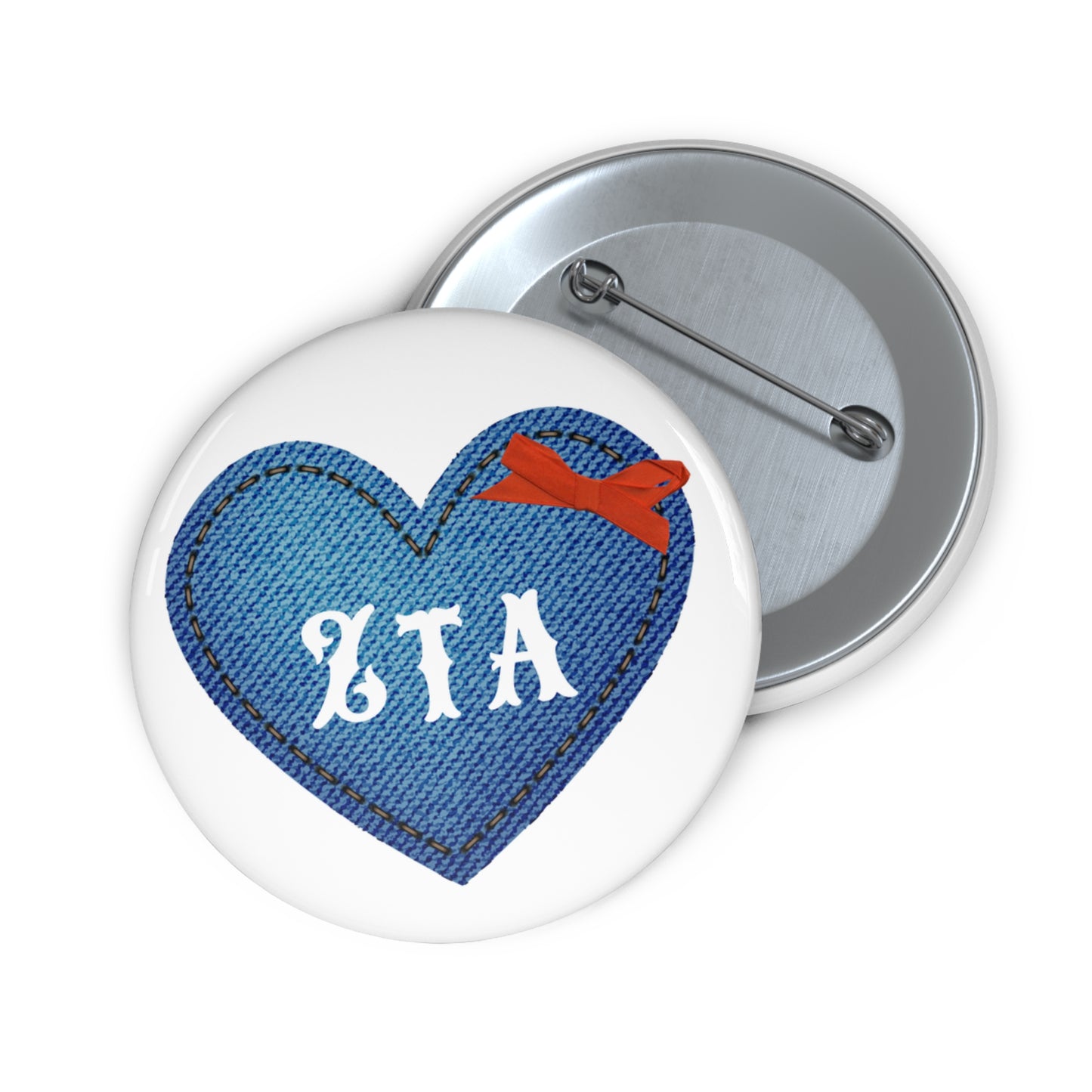 Denim Heart Sorority Pin Buttons