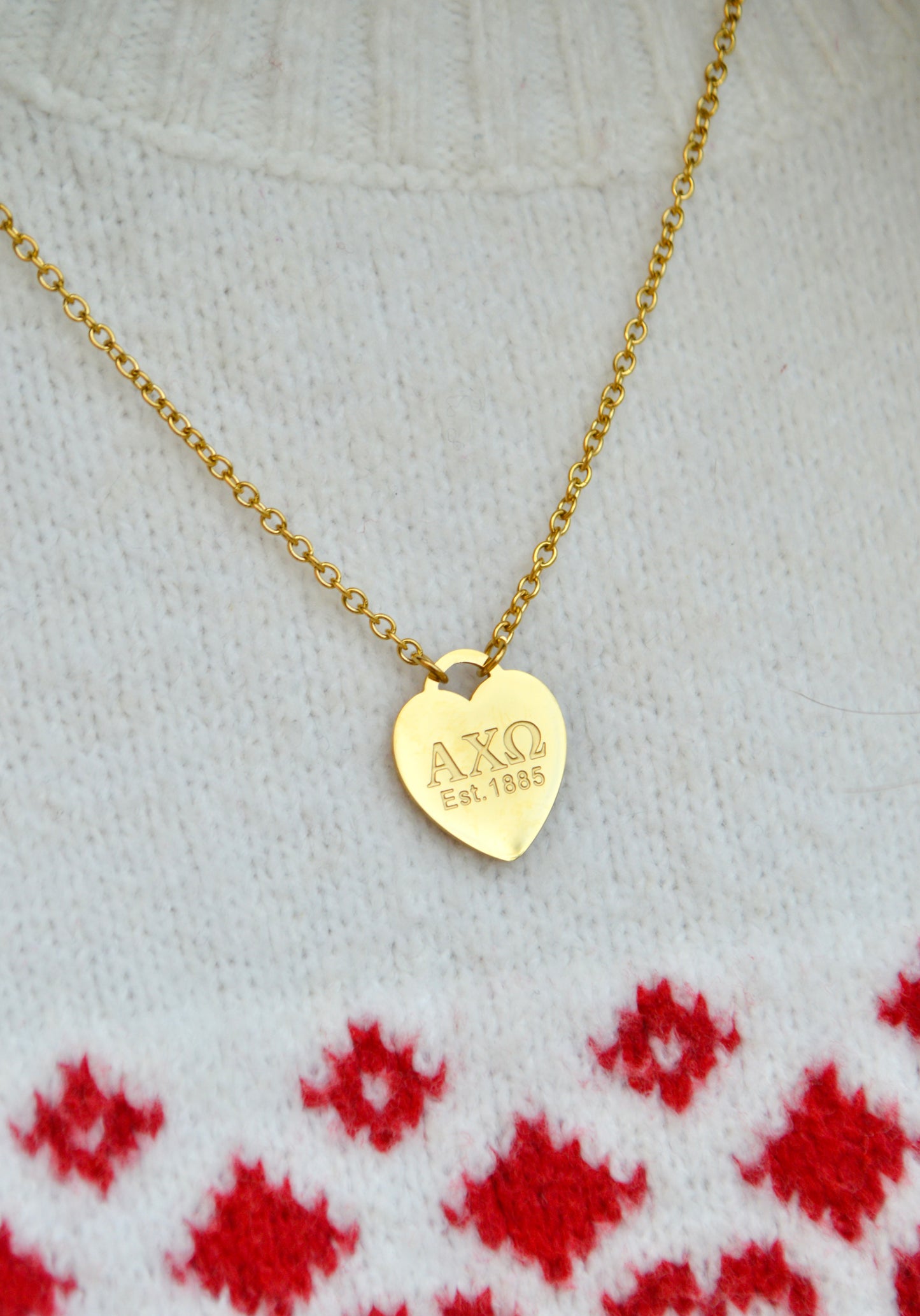 Alpha Chi Omega Sorority Heart Necklace
