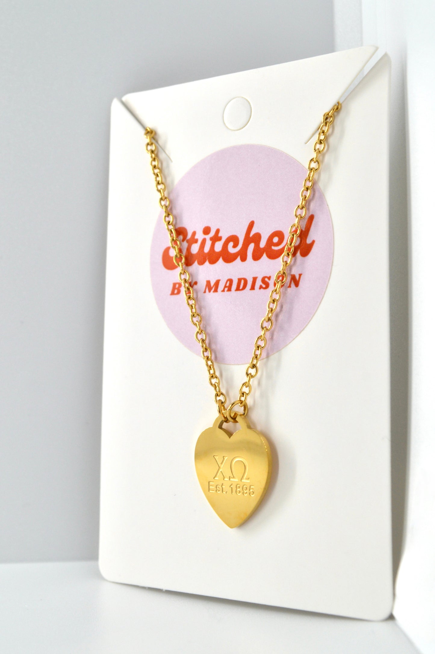 Chi Omega Sorority Heart Necklace