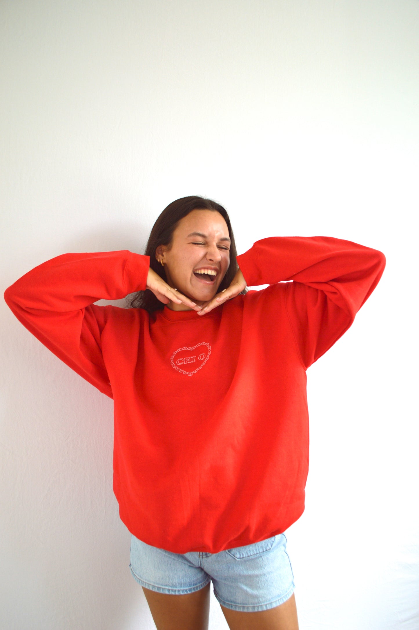 Chi Omega heart crewneck