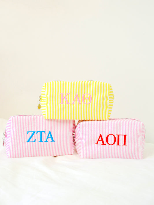 Zeta Tau Alpha Embroidered Sorority Cosmetic Bag