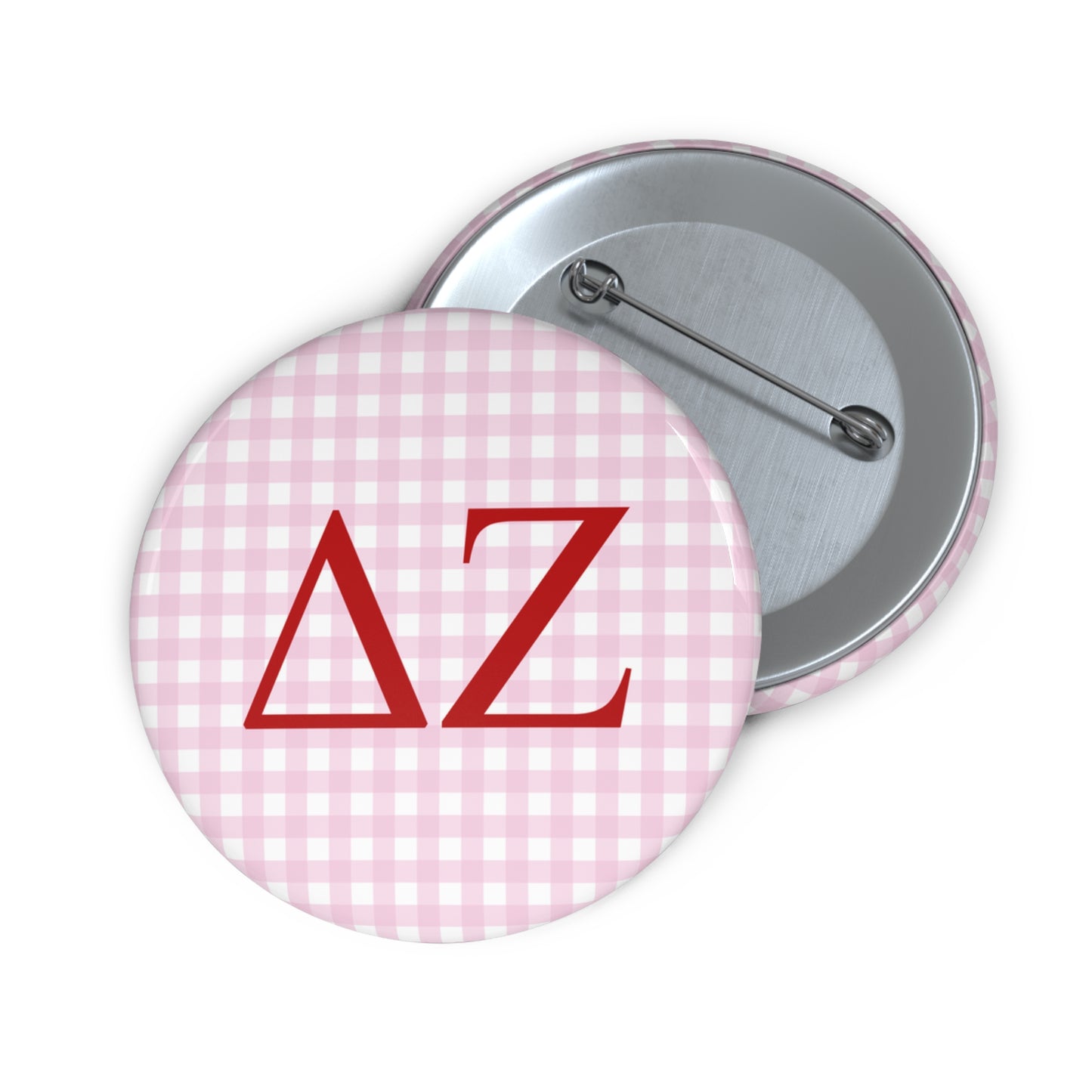 Pink Gingham Sorority Pin Buttons
