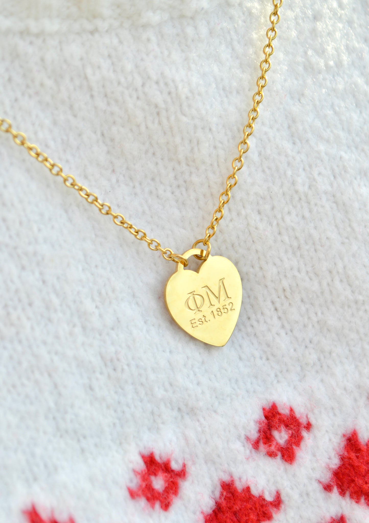 Phi Mu Sorority Heart Necklace