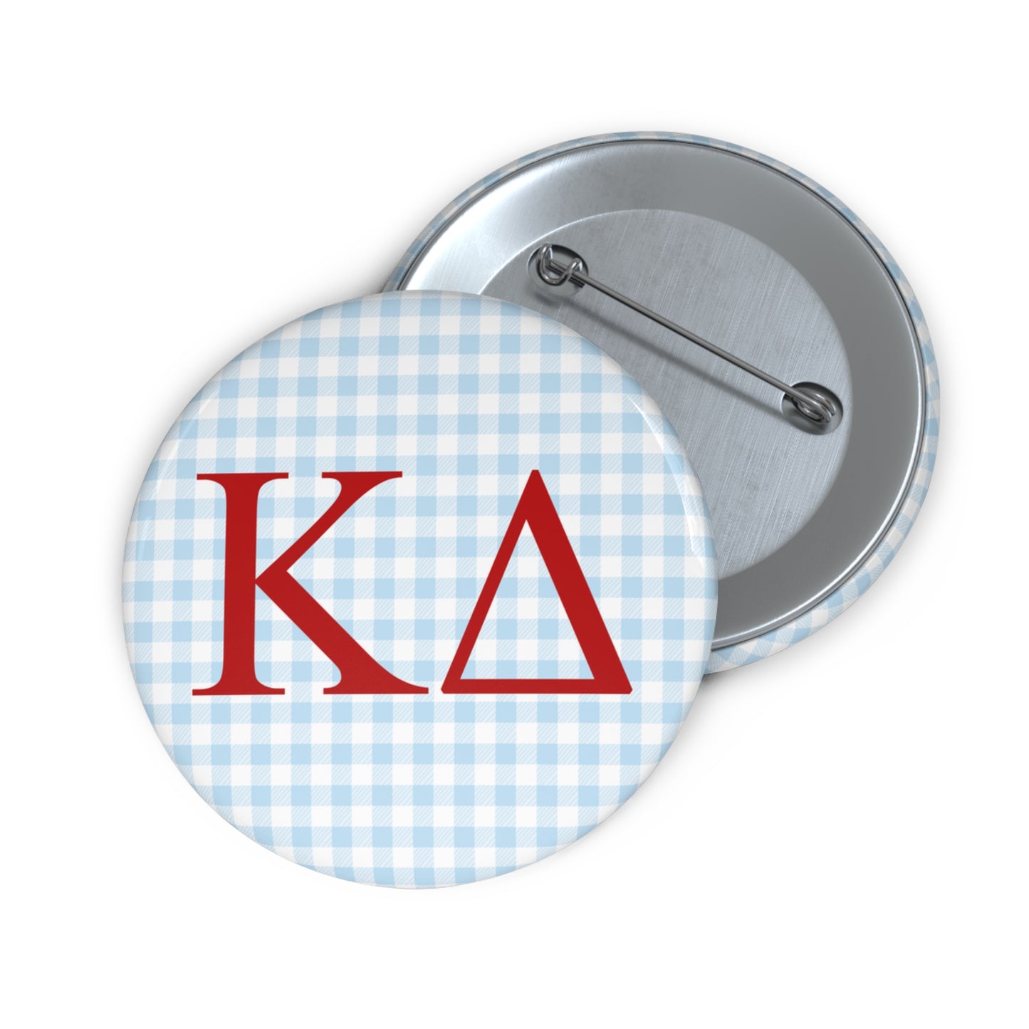 Blue Gingham Sorority Pin Buttons