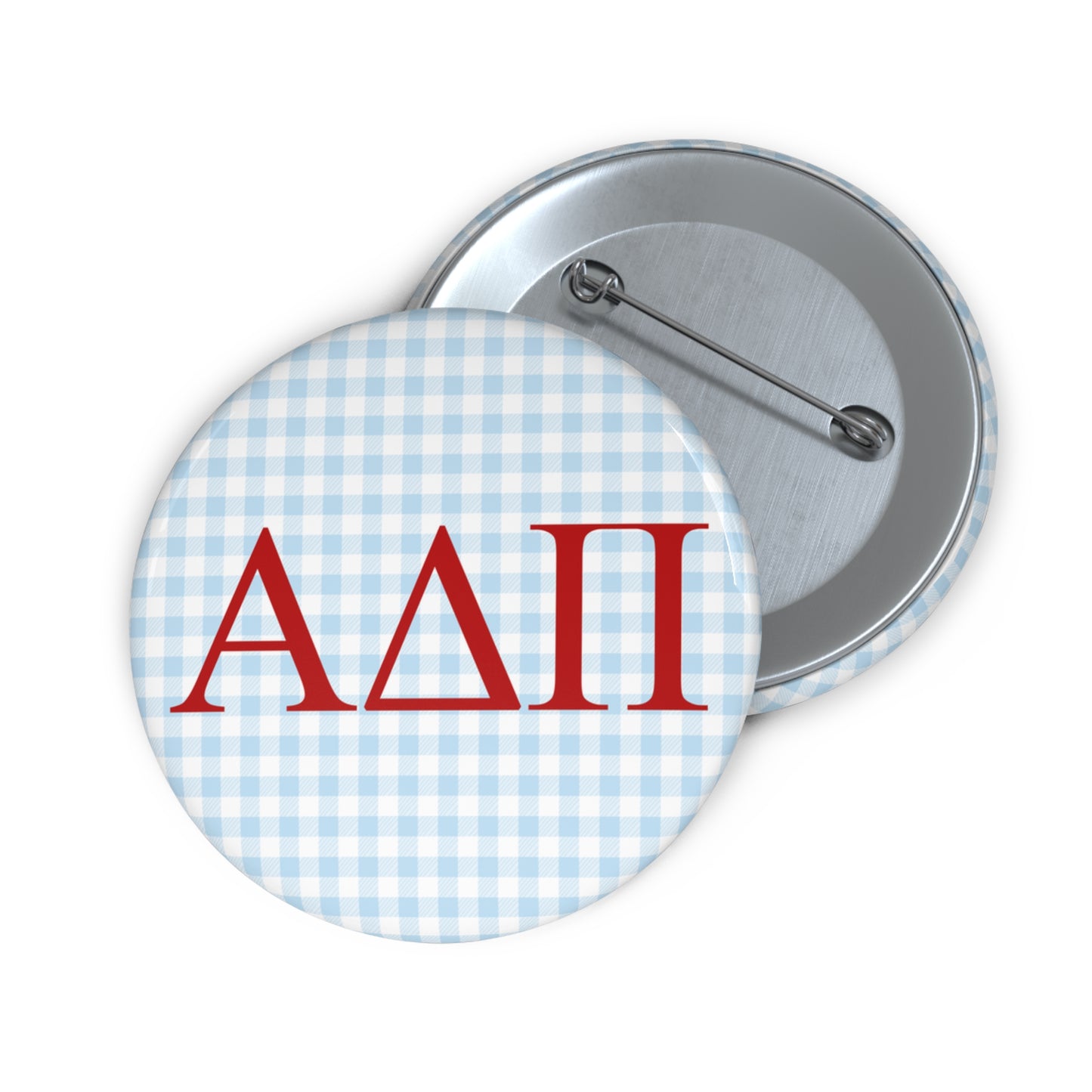 Blue Gingham Sorority Pin Buttons