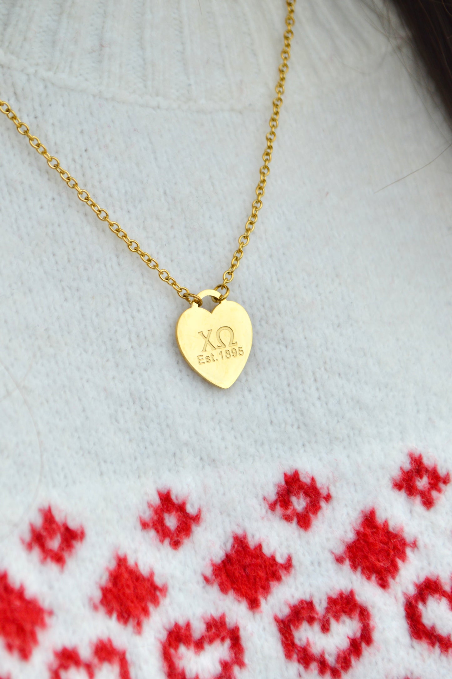 Chi Omega Sorority Heart Necklace