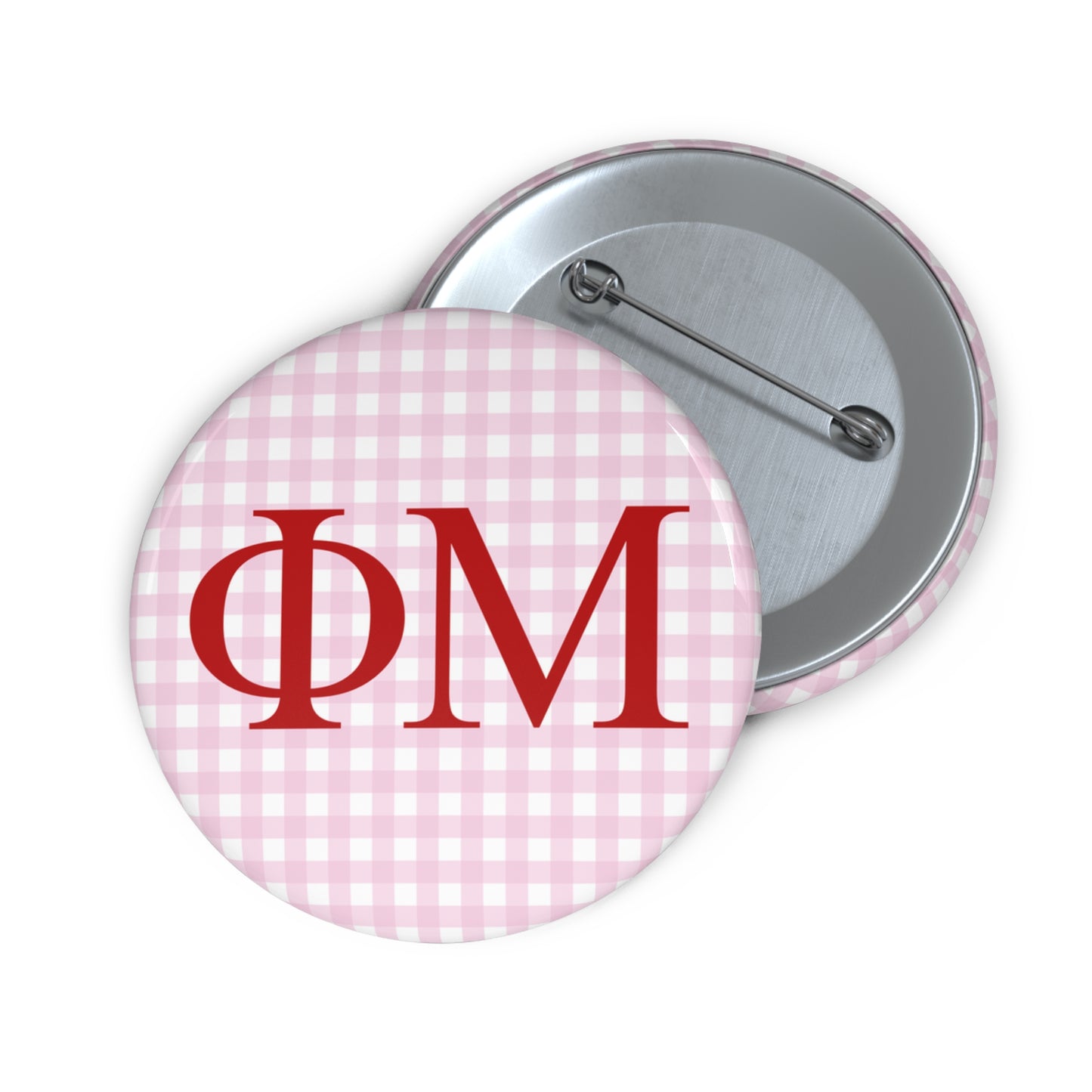 Pink Gingham Sorority Pin Buttons