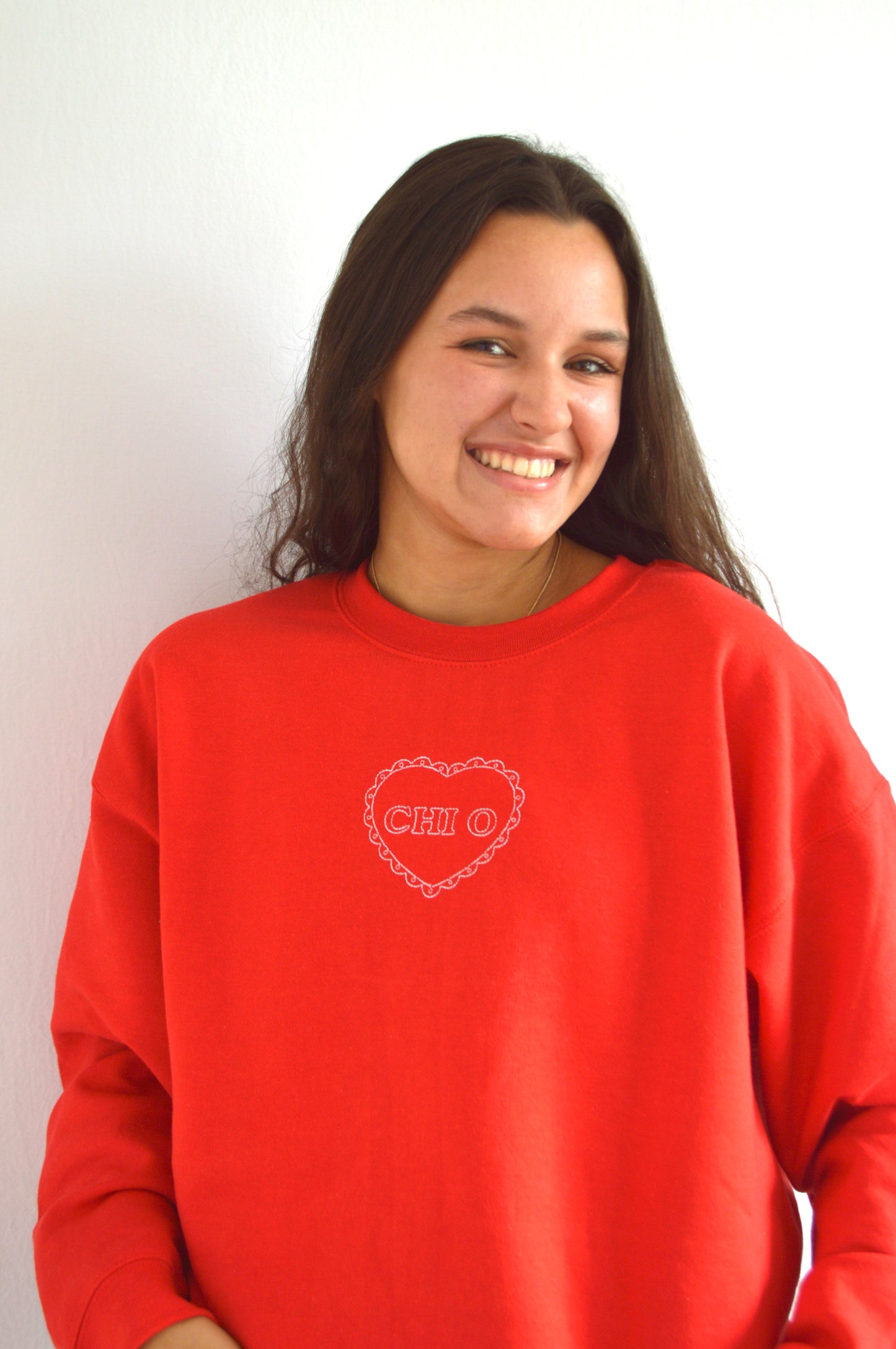Chi Omega heart crewneck