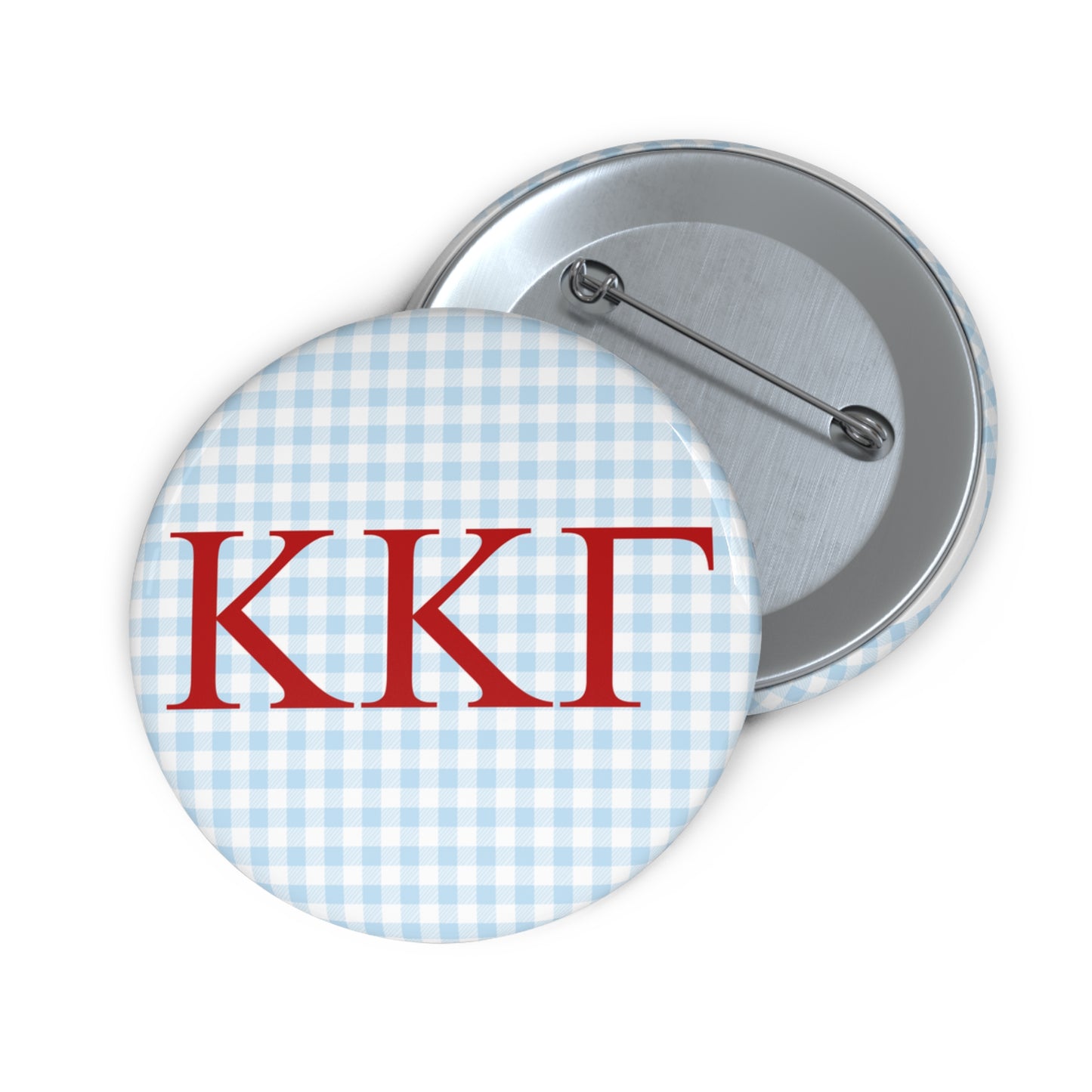 Blue Gingham Sorority Pin Buttons