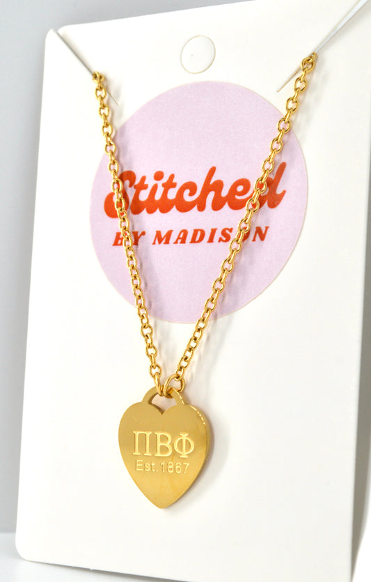 Pi Beta Phi Sorority Heart Necklace