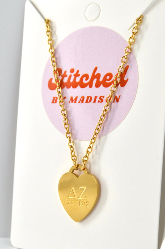 Delta Zeta Sorority Heart Necklace